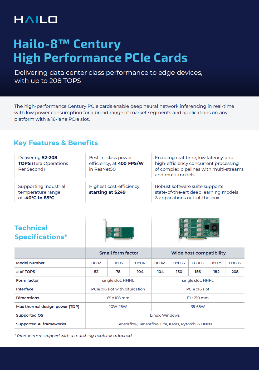 Hailo-8 Century高性能PCIe卡为边缘设备带来高达208 TOPS的数据中心级性能